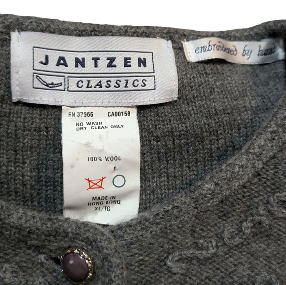Vintage Jantzen Wool Hand Beaded Cardigan Sweater XL Artsy - Picture 3 of 8